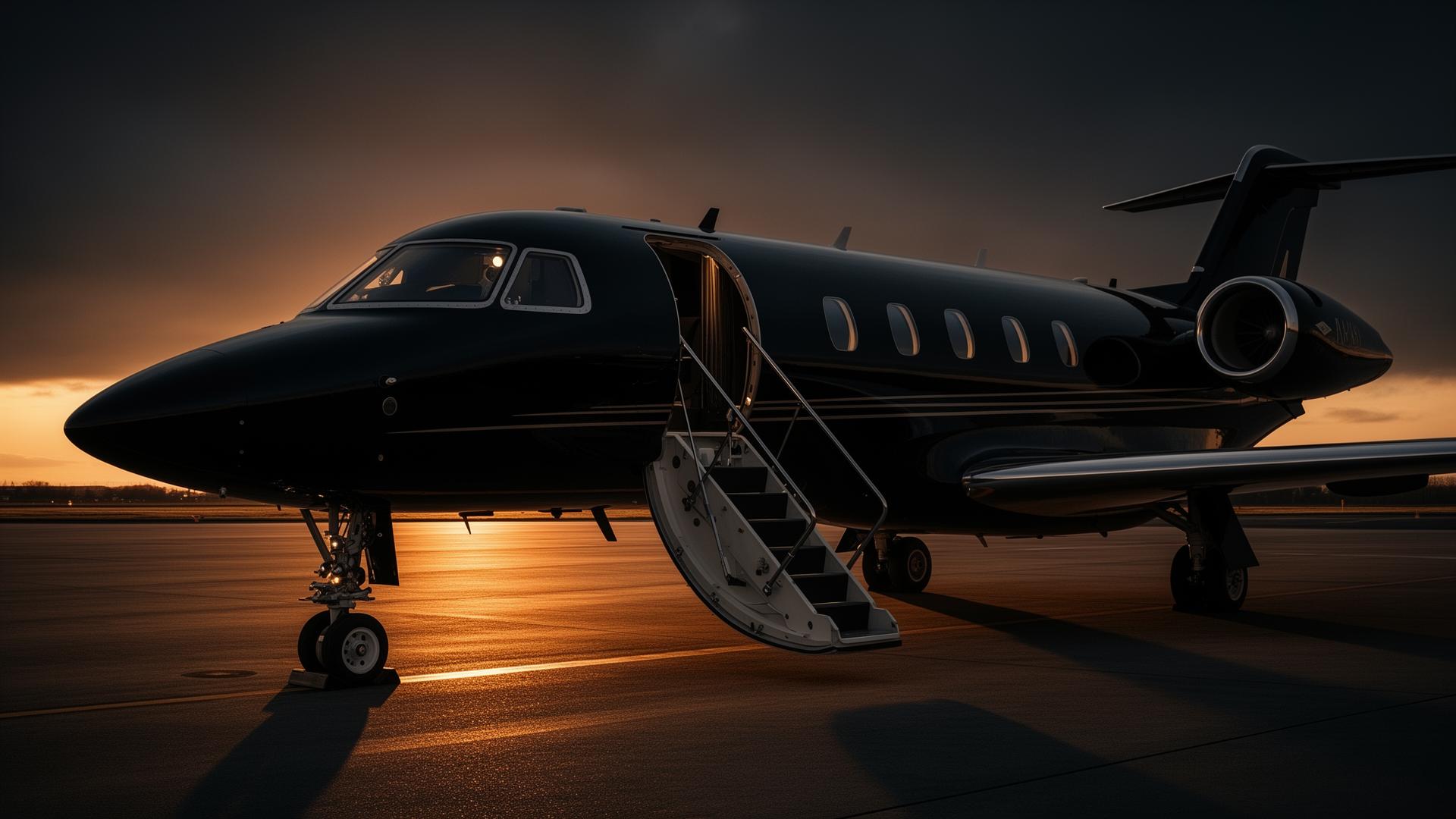 Private jet at golden hour
